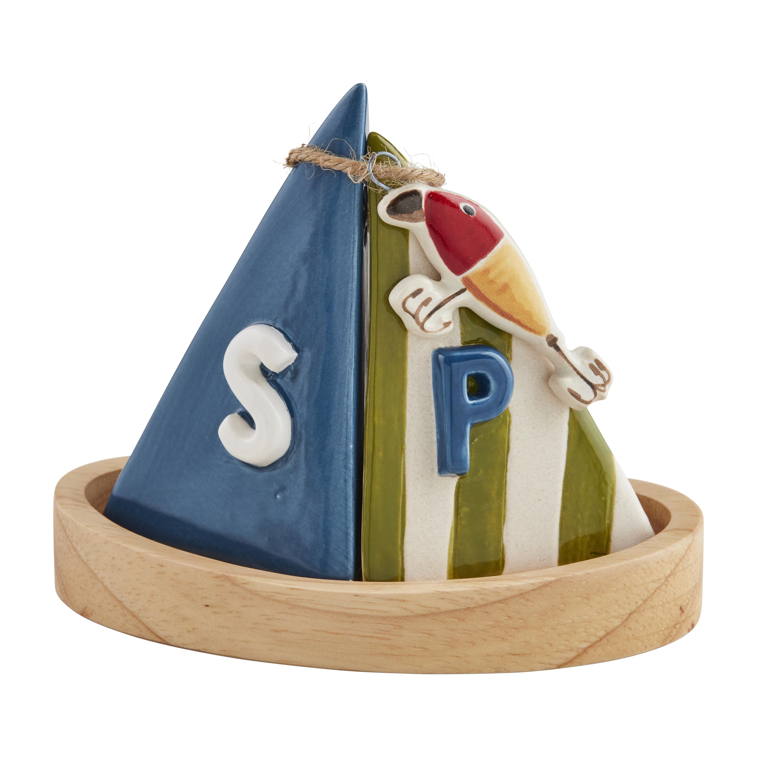 Salières bateau à voile Mud Pie duo bleu vert idéal pour vos tables de vacances