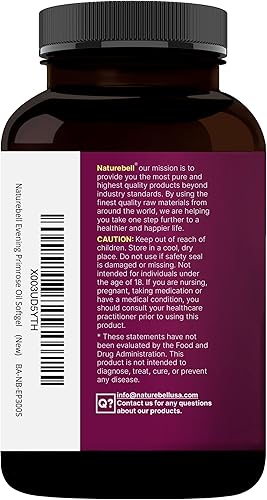 Miniatura 8 de NatureBell Aceite de onagra con cohosh negro, 1,300 mg por porción, 300 mini cápsulas blandas Semillas prensadas en frío, conserva 130 mg de GLA