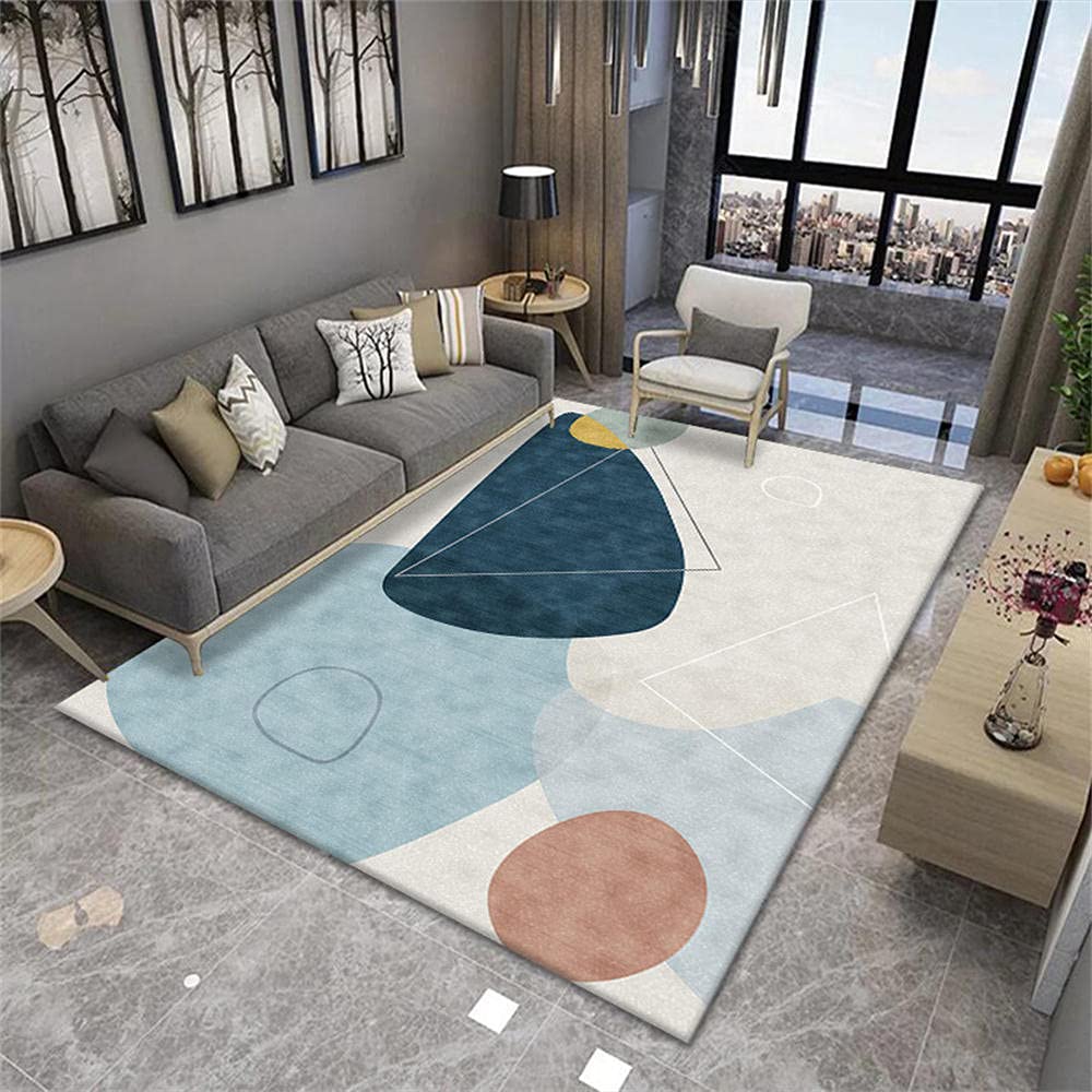 Tapis enfants bleu et orange pour chambre de garçon moderne 120x160