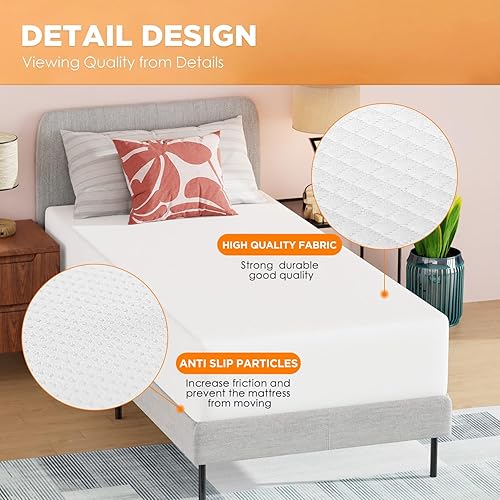 Miniatura 64 de PayLessHere Colchón individual de 12 pulgadas Colchón de espuma viscoelástica de gel firme media Blanco con funda con cremallera lavable