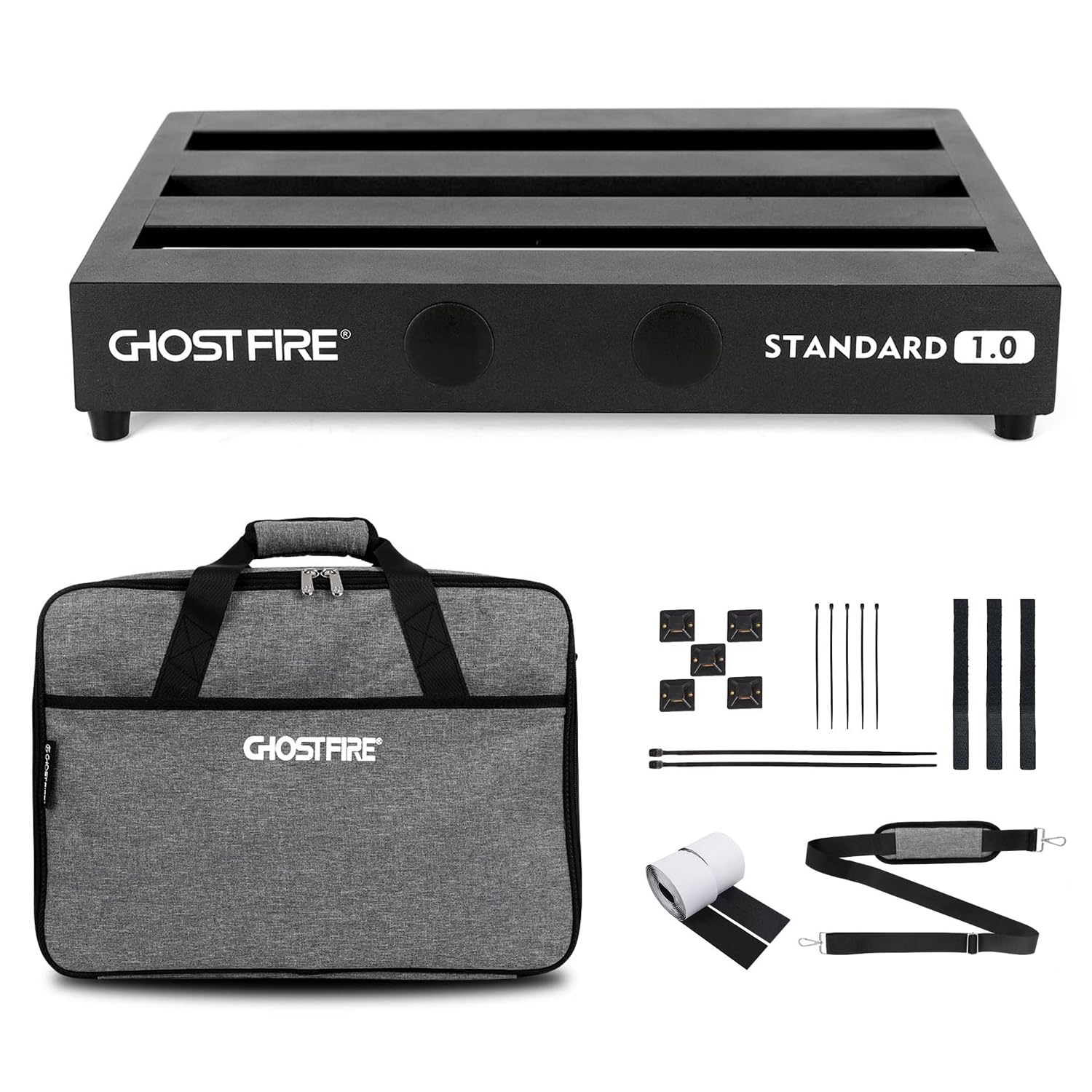 Ghost Fire Guitar Pedal Board Aluminum Alloy 2.75lb Effect Pedalboard 16.9"x12" with Carry Bag,V series (V-STANDARD 1.0)