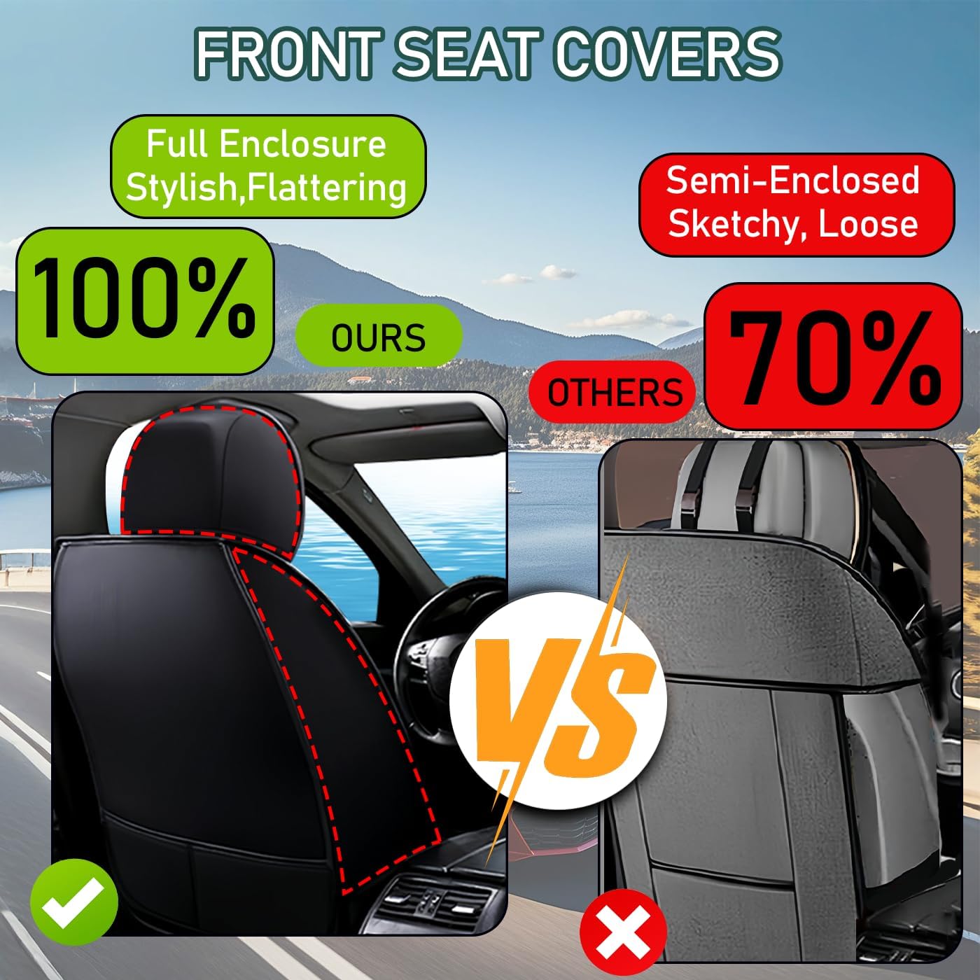 Car Seat Covers Fit for KIA Carnival 2022-2025 | 7 Seat Car Seat Cover | No-Slip Waterproof Breathable Nappa Leather Automotive Seat Covers Auto Interior Covers.Black Red,Full Set with Pillow