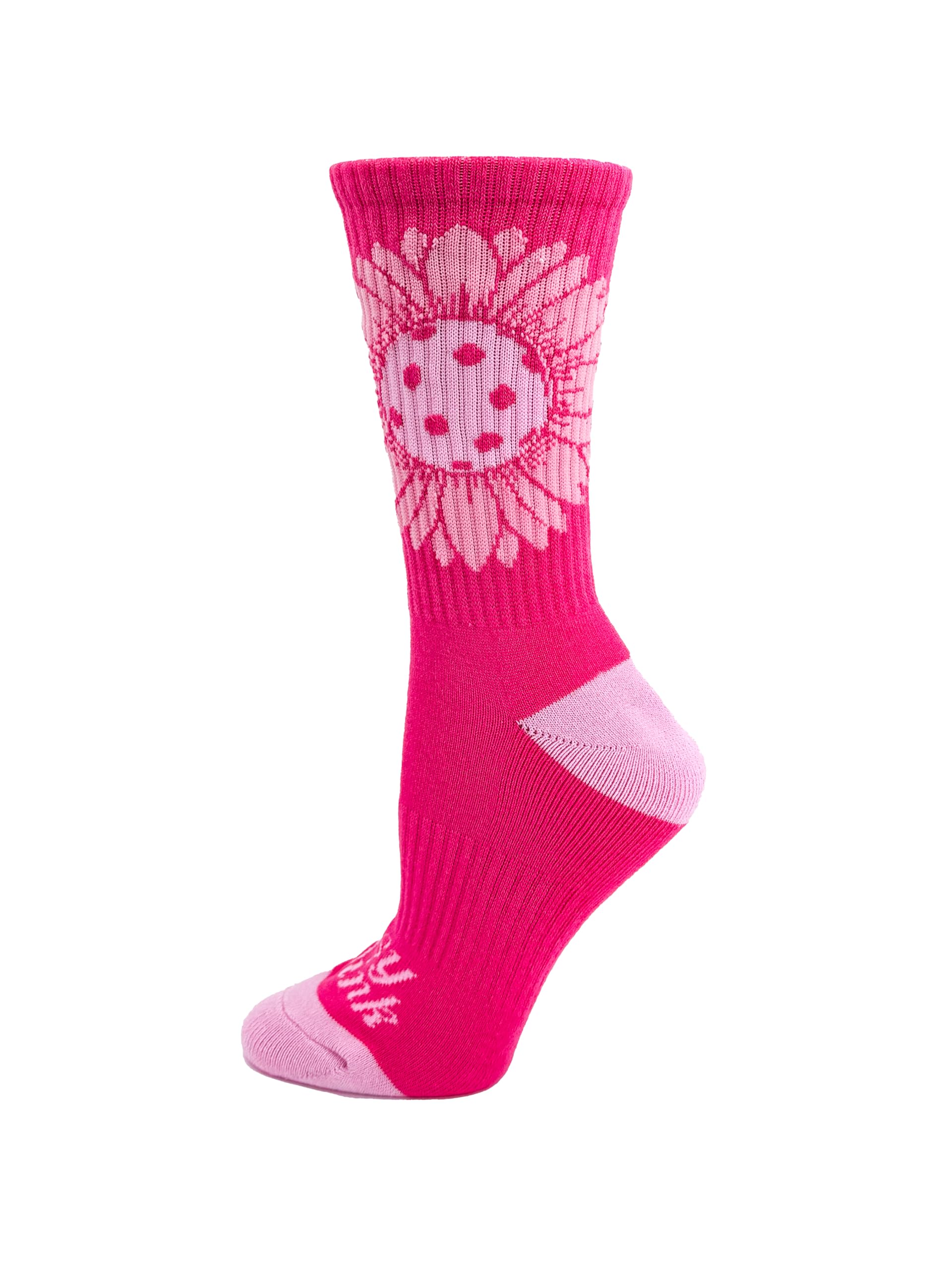 Women's Pickleball Crew Socks | Cushioned & Breathable Athletic Sock with Fun Daisy Graphic | Sizes 6-9 & 9-13