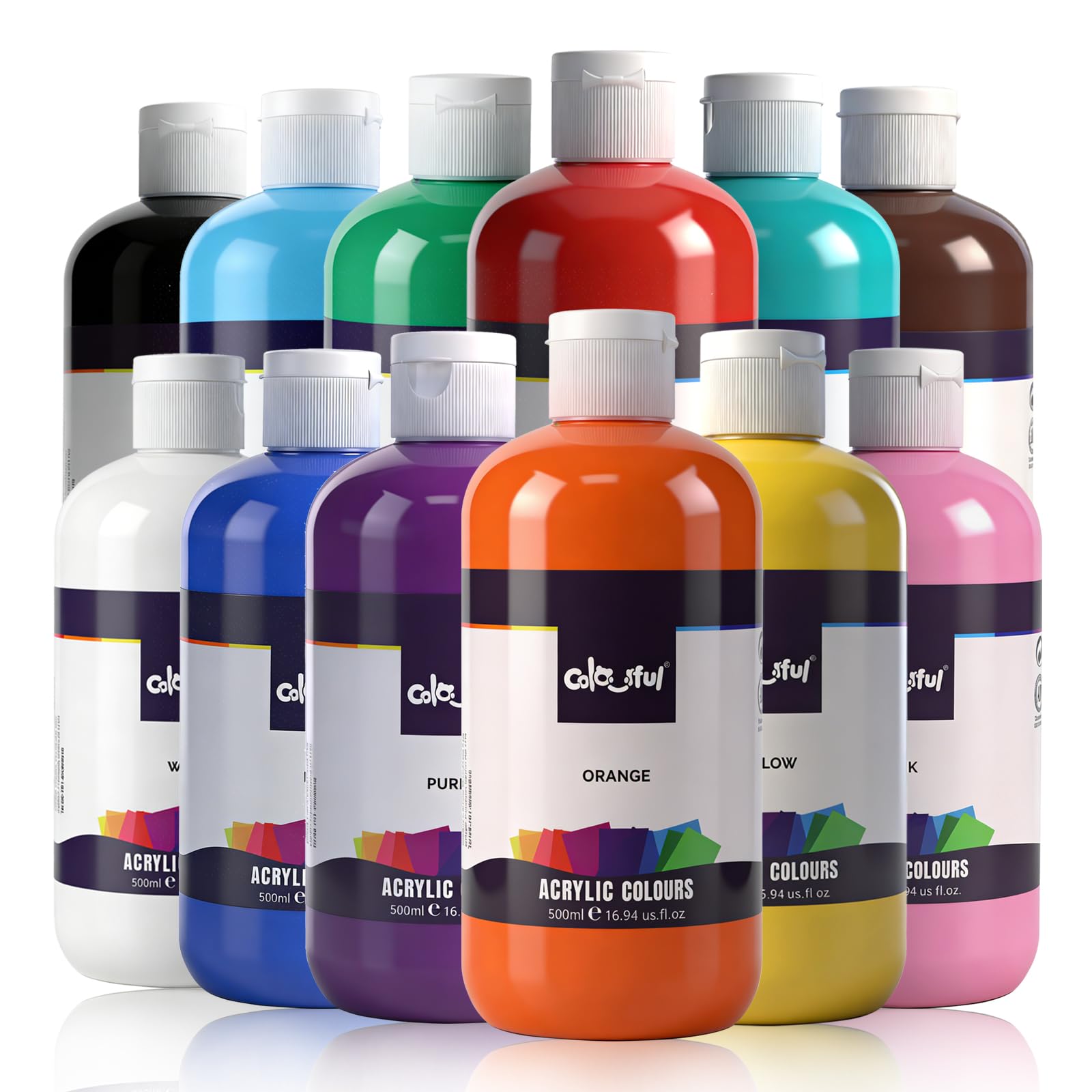 Colorful Artist Basic Acrylic Paint Set, 12 Pack 16.67oz each Art Paint, Non Toxic, Highly Pigment Paints for DIY Crafts & Beginner Artists, Ideal for Multi-surface