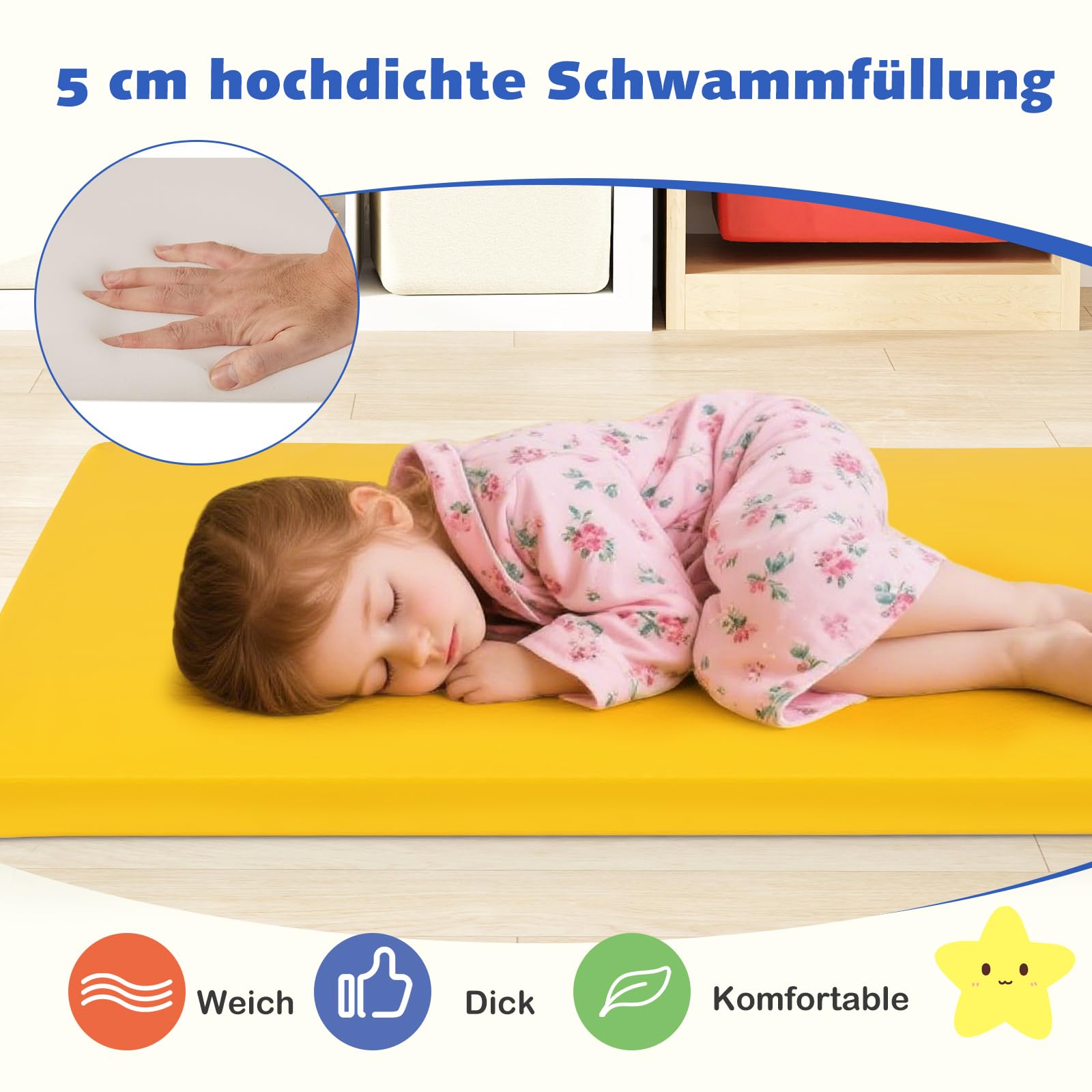 COSTWAY 5 er Set Turnmatte Kinder, 120 x 60cm Weichbodenmatte bunt, Gymnastikmatte aus Kunstleder, tragbar & Stapelbar, Sportmatte Kindermatratze für Zuhause, Kindergarten