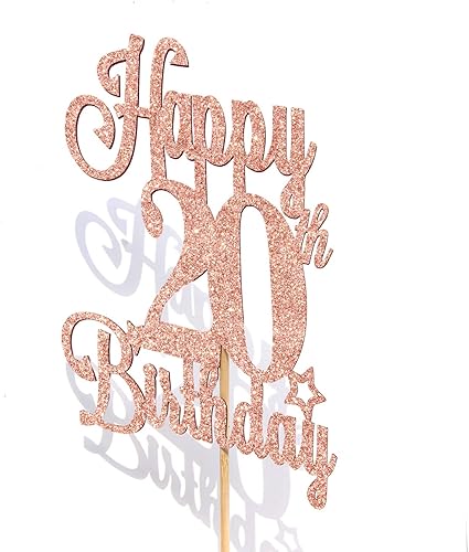 Miniatura 6 de Decoración para tartas de feliz cumpleaños número 20, saludos a los 20 años, Hello 20, decoración de fiesta de aniversario de 20 cumpleaños con