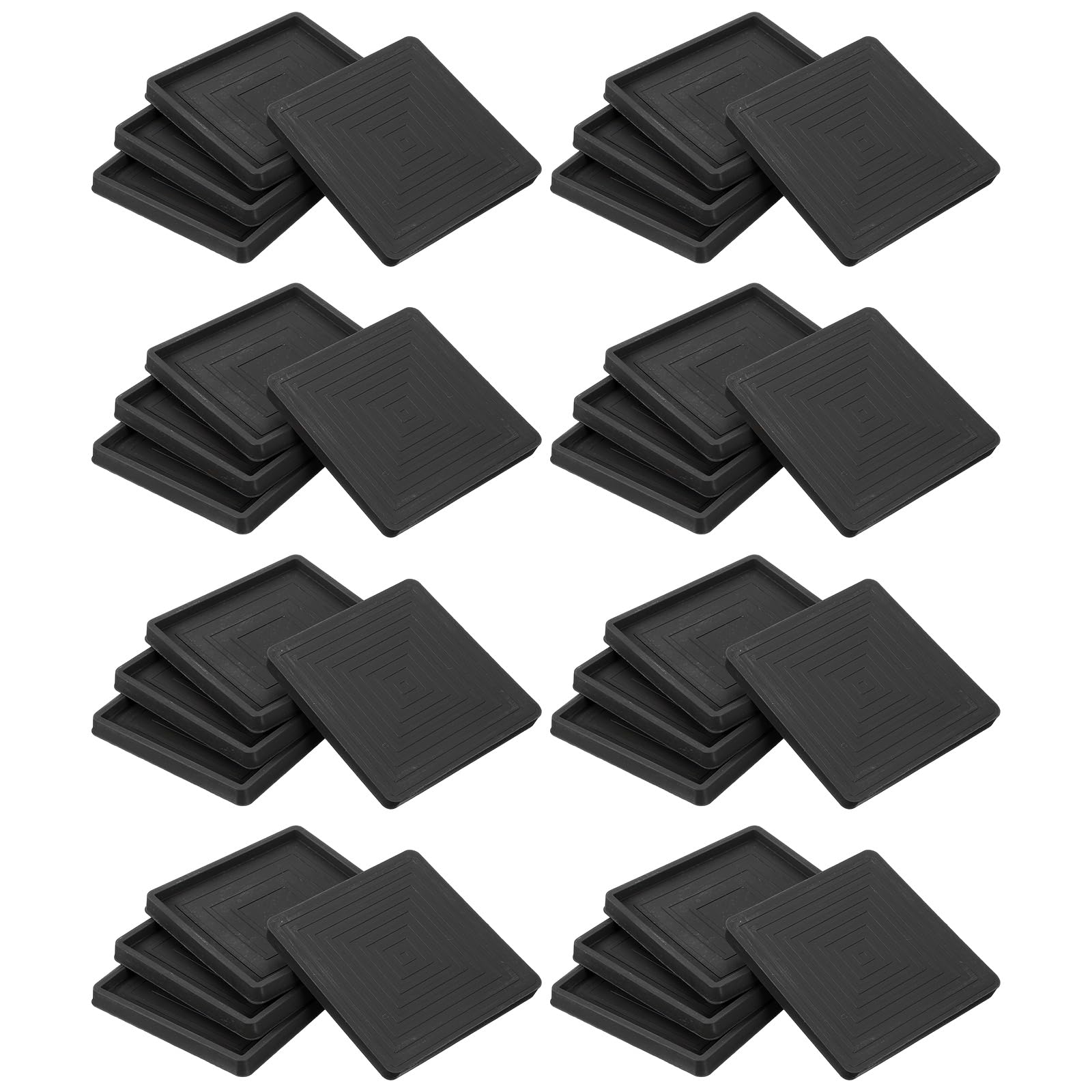 QUARKZMAN 32 Piezas De Protectores De Suelo Cuadrados para Patas De Muebles De 3.9x3.9 De Goma Antideslizantes para Suelos De Madera Negros (Adecuados para Patas De Silla De 3.5 Pulgadas)