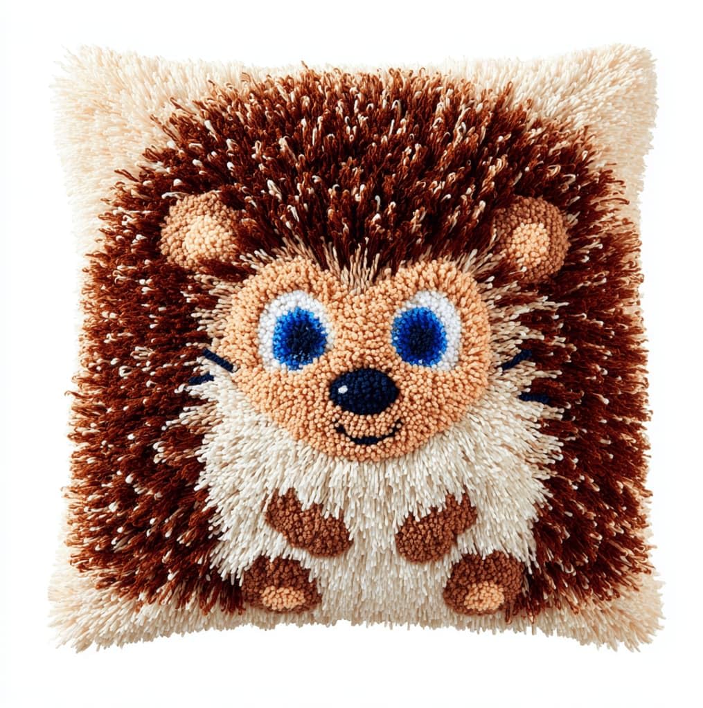 Kitquiver Latch Hook Rug Kits for Adults Hedgehog DIY Latch Hook Cushion Cross-Stitch Embroidery Cushion Cover for Home Sofa Decoration 17X17 in.
