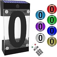 Vista 12 de Número solar de casa, número de dirección solar con número acrílico 3D, estacas de hierro, luz colorida, control remoto, señal de dirección moderna