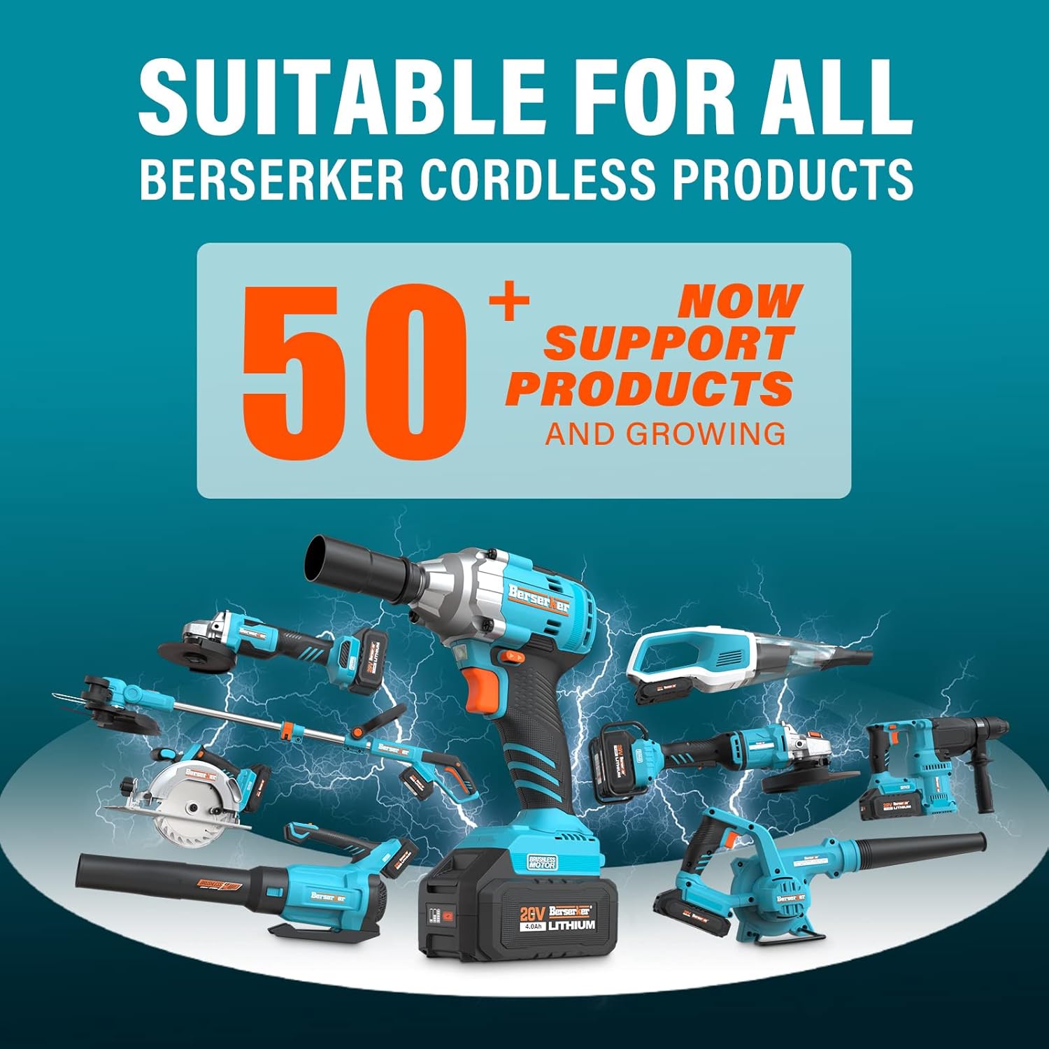 Berserker 20V 4.0Ah Lithium-Ion Battery, Compatible 20V Cordless Power Tools Only