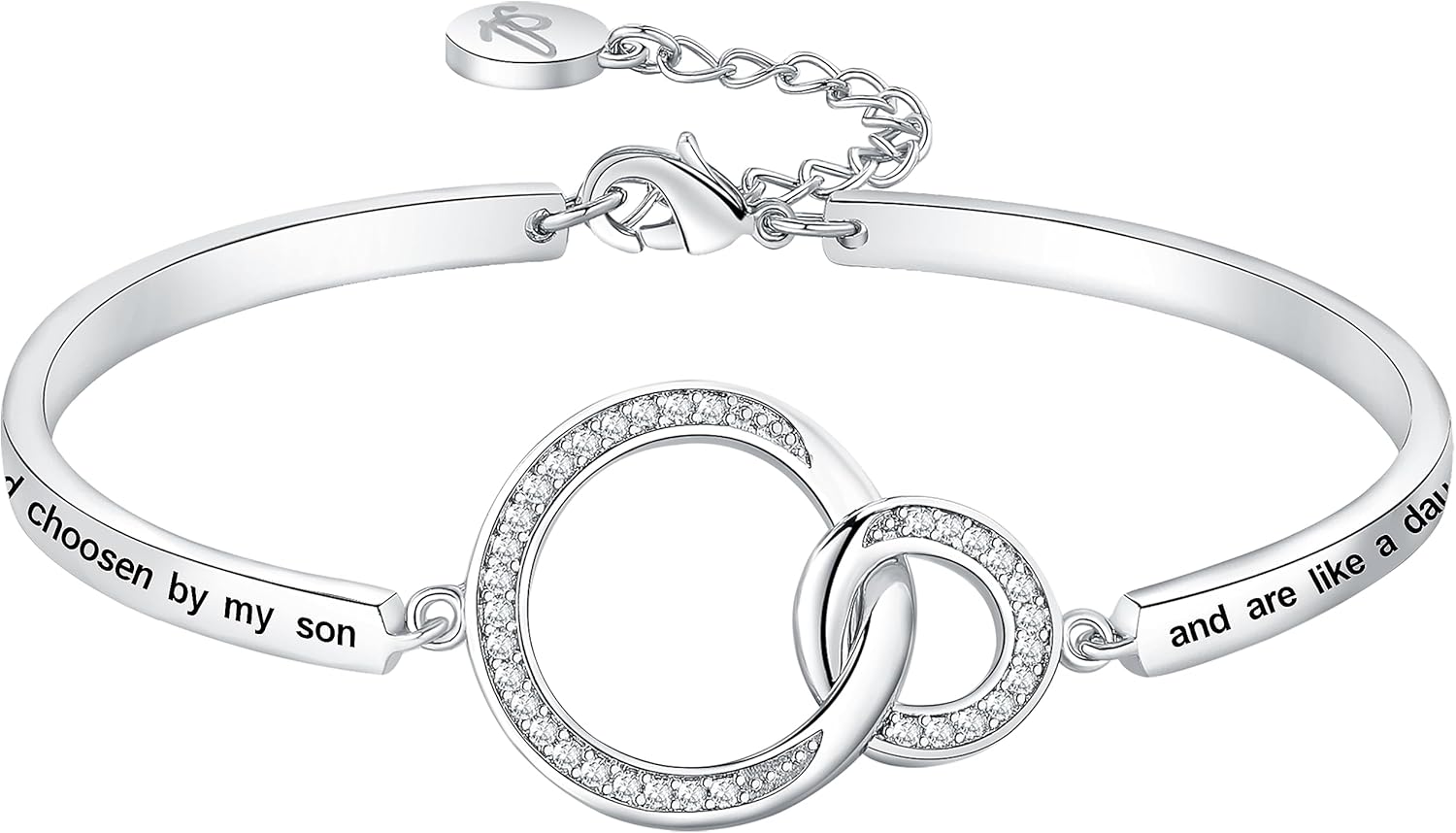 Birthday Mother/Daughter/Sister in Law Gift, ‘Marriage Made Us Family Love Made You My Mom/Daughter/Sister’ Bangle Bracelet, Women Girl Customized Jewelry, Christmas Wedding Present from Step