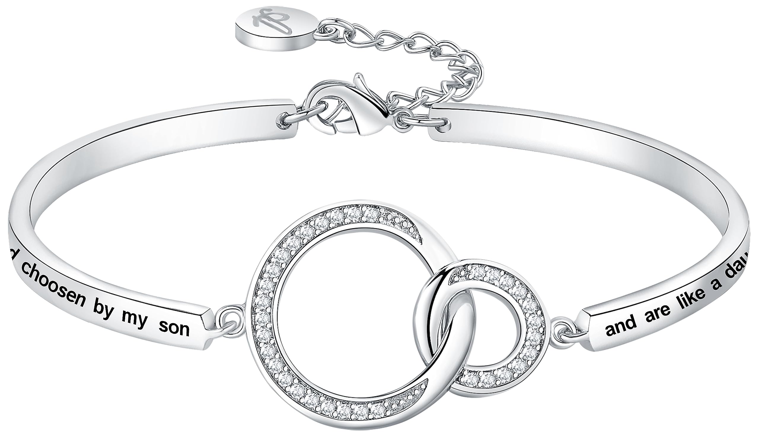 Birthday Mother/Daughter/Sister in Law Gift, ‘Marriage Made Us Family Love Made You My Mom/Daughter/Sister’ Bangle Bracelet, Women Girl Customized Jewelry, Christmas Wedding Present from Step