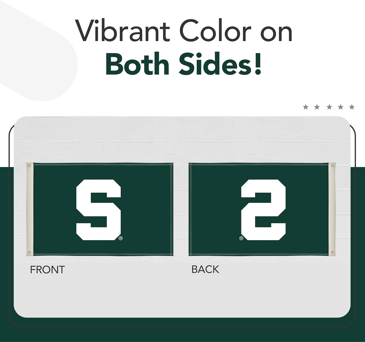 Michigan State Spartans College Sports Printed Flag - NCAA Licensed - Nylon - School Banner (Green, White) (2' x 3')