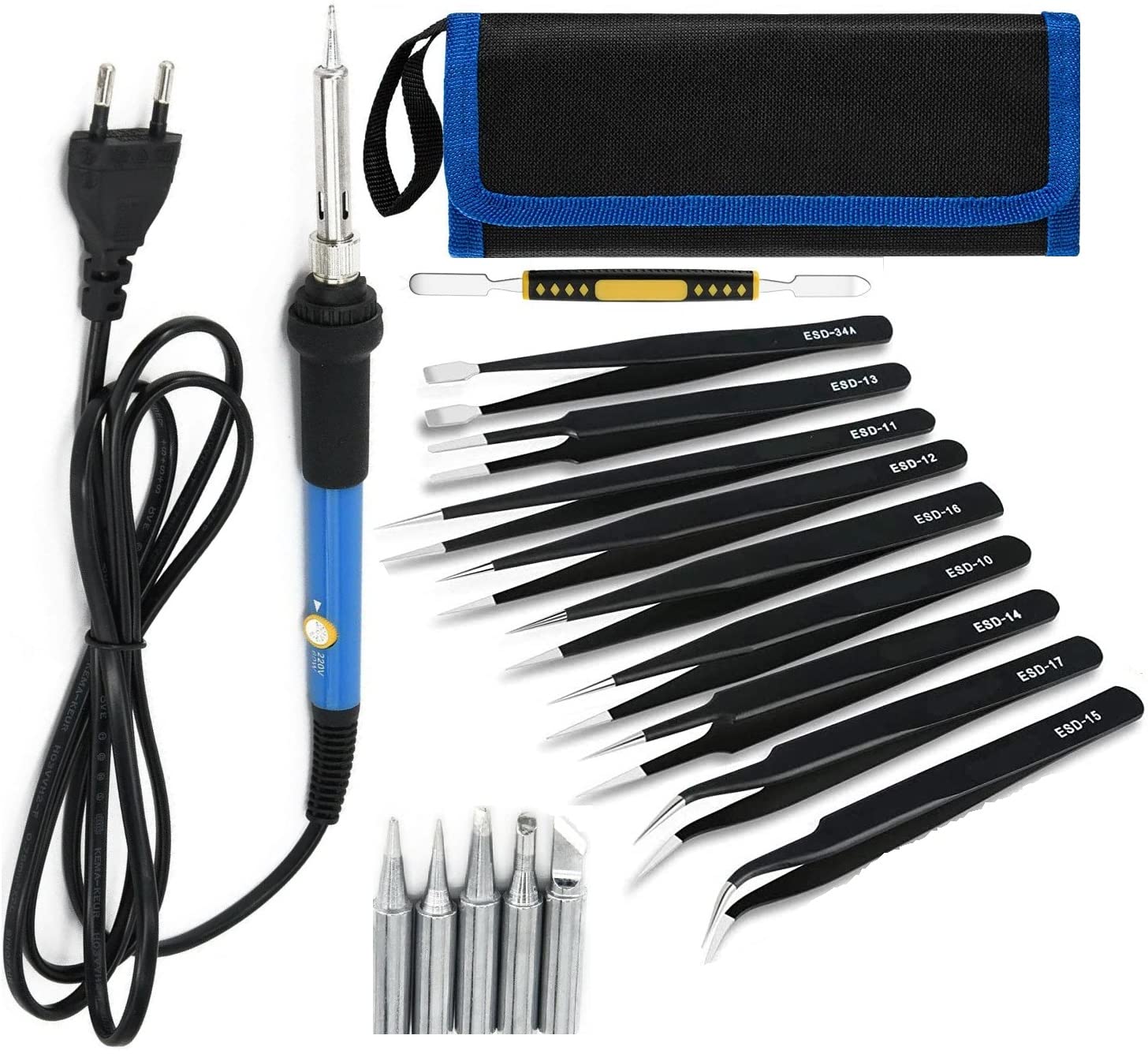 Corslet 16 in 1 60w Electronic Soldering Iron Kit with 5pc Bits