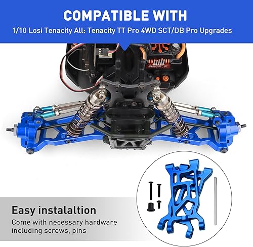 Miniatura 4 de Brazo delantero de aluminio Set Suspensión A-Arms para 110 Losi Tenacity Todos Tenacity TT Pro 4WD SCTDB Pro Actualizaciones, Sustituye LOS234016
