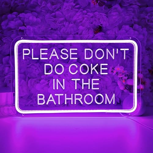 Letrero de neón LED morado con texto en inglés Please Don't Do Coke In The Bath con USB para el hogar, dormitorio, baño, sala de juegos, bar,