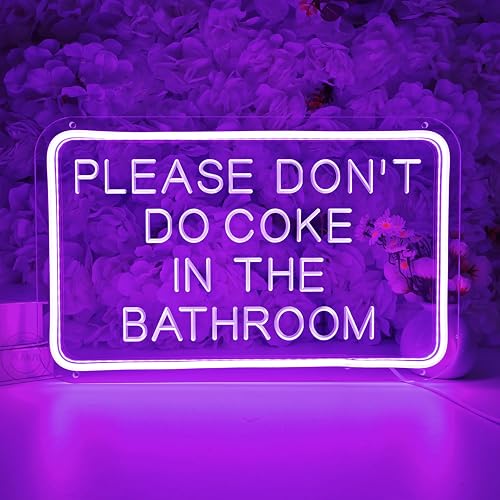 Please Don't Do Coke In The Bathroom Purple LED Neon Sign USB Home Bedroom Bathroom Game Room Bar Store Wall Decor Sign Birthday Party Christmas 5V 15.75" X 9.84" Indoors