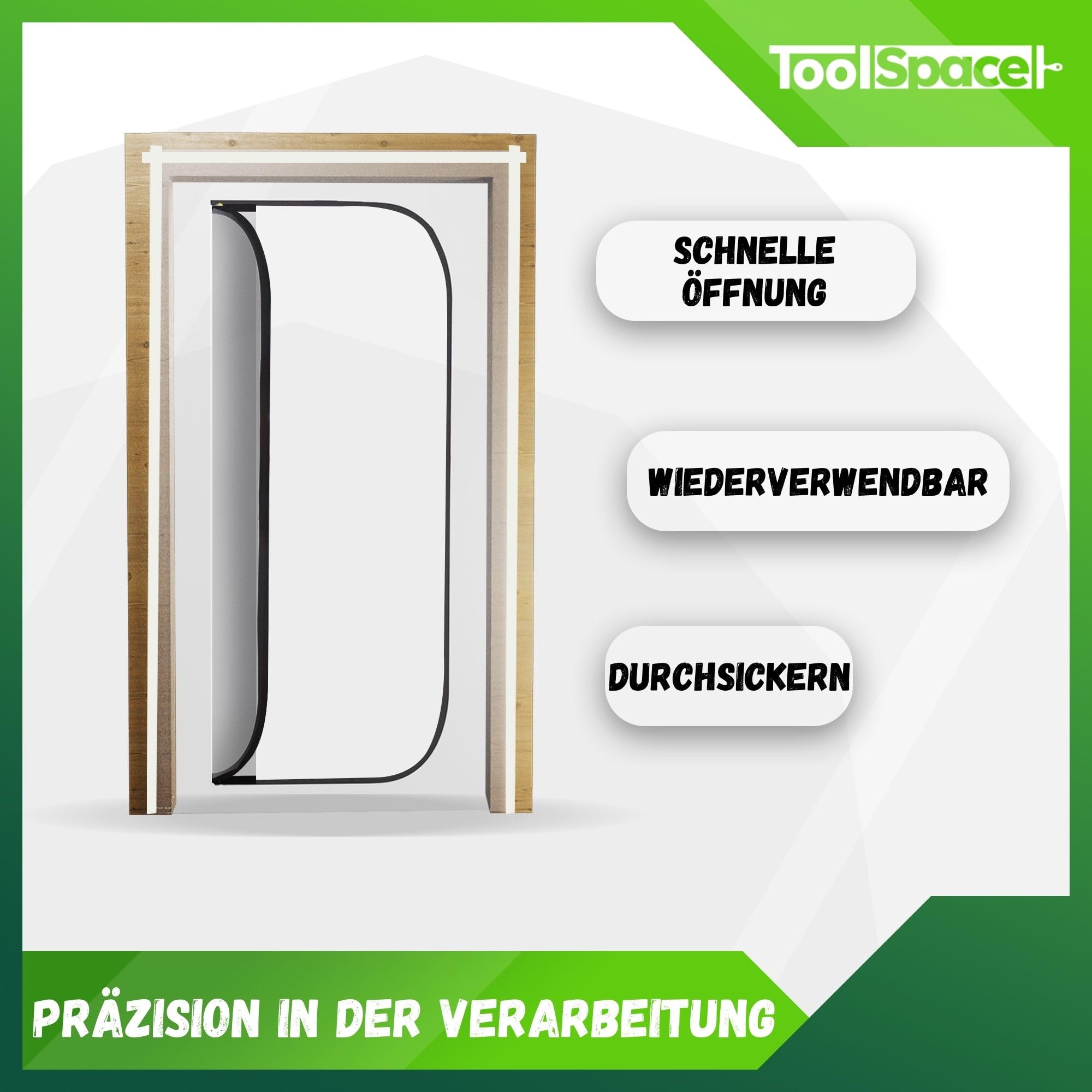 ToolSpace Stofbeschermingsdeur Foliedeur met Deur Dubbele Rits