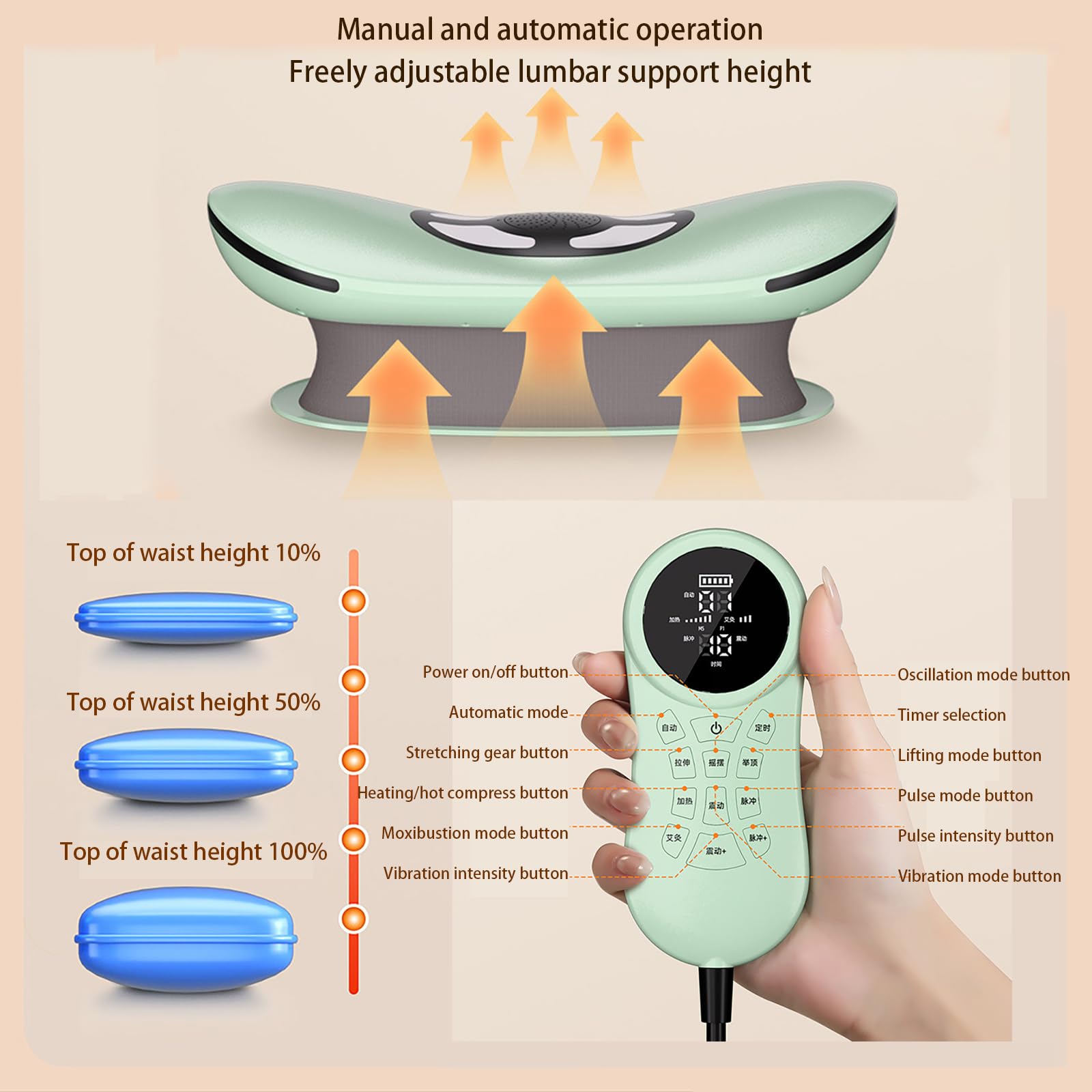 Massaggiatore Elettrico Schiena E Sciatica – Dispositivo Di Trazione Lombare Con Calore E Vibrazione, Sollievo Dalle Tensioni, E Riscaldante Alla Vita,Black-One Size