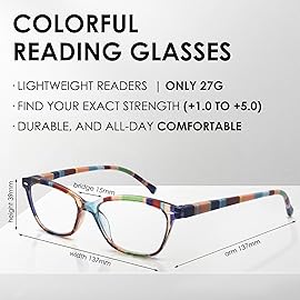 HEEYYOK 2.5 Reading Glasses Women Small Face 4-Pack Colorful Reader For Womens Cheaters Reading Ladies Lightweigth Flexible Spring Hinge