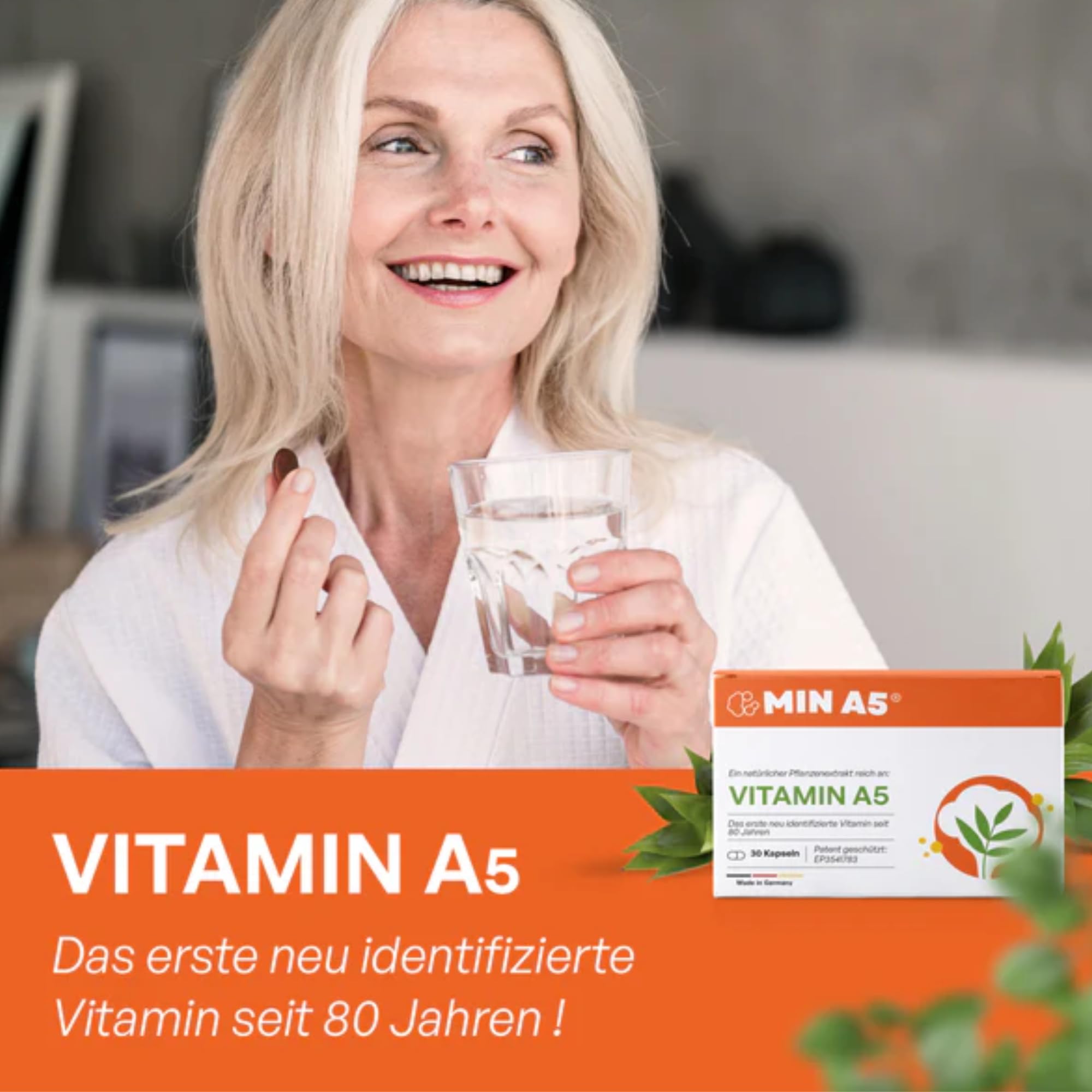 Vitamin A5 NEU identifizierts Vitamin A - 1 Monatsvorrat 30 Kapseln Nahrungsergänzung Natürlicher Extrakt hochdosierte Formel – Patentiert Made in Germany