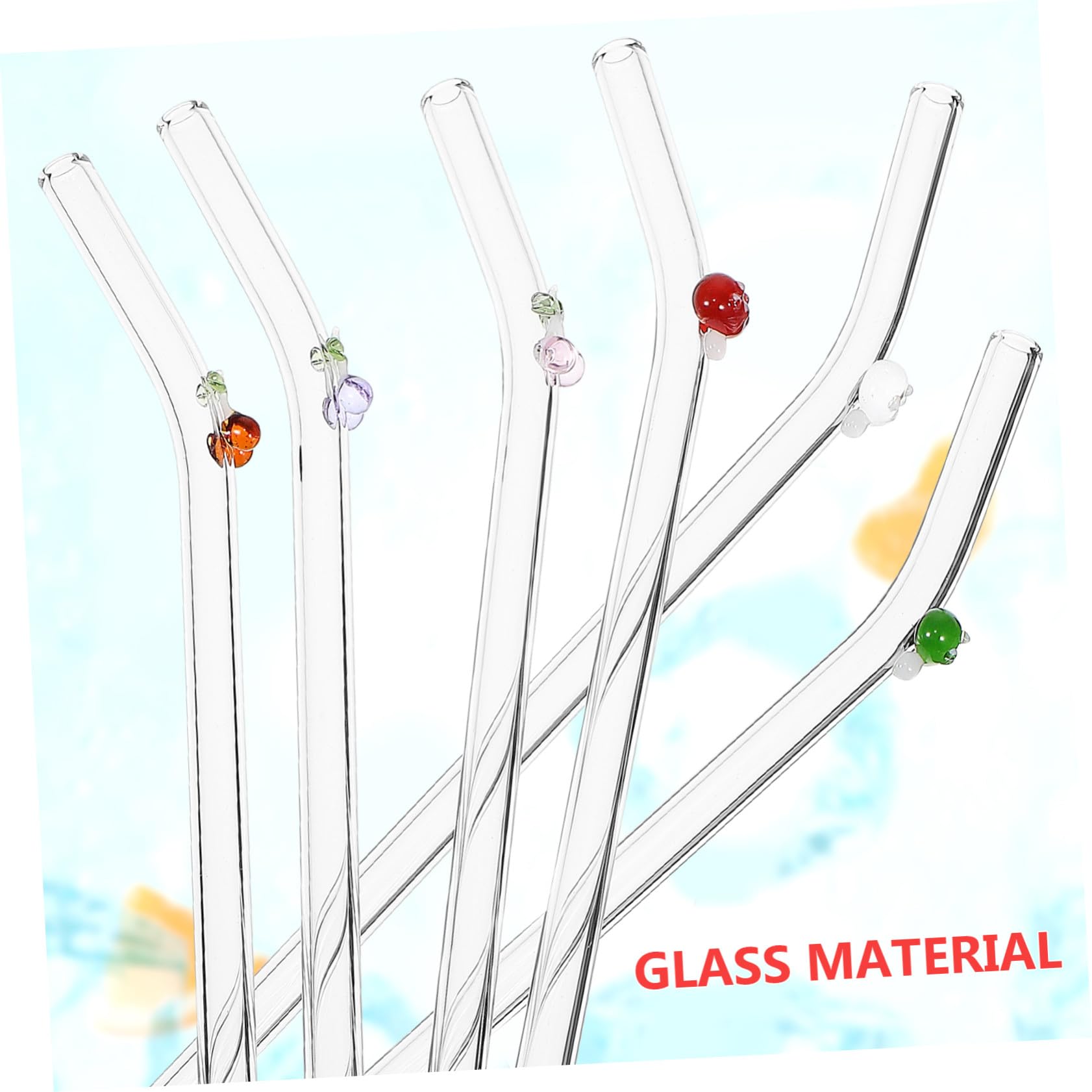 Juego de Pajitas de Vidrio Transparente Curvadas con 6 Piezas y 2 Cepillos de Limpieza, Reutilizables, Resistentes y Versátiles para Té con Leche y Agua Color Aleatorio
