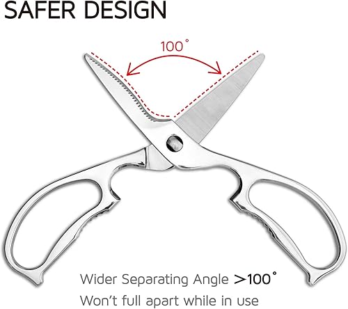 Vista 4 de WELLSTAR - Tijeras de cocina de acero inoxidable alemán, multiusos, resistentes, para cortar carne, aves, pollo, verduras, construcción duradera