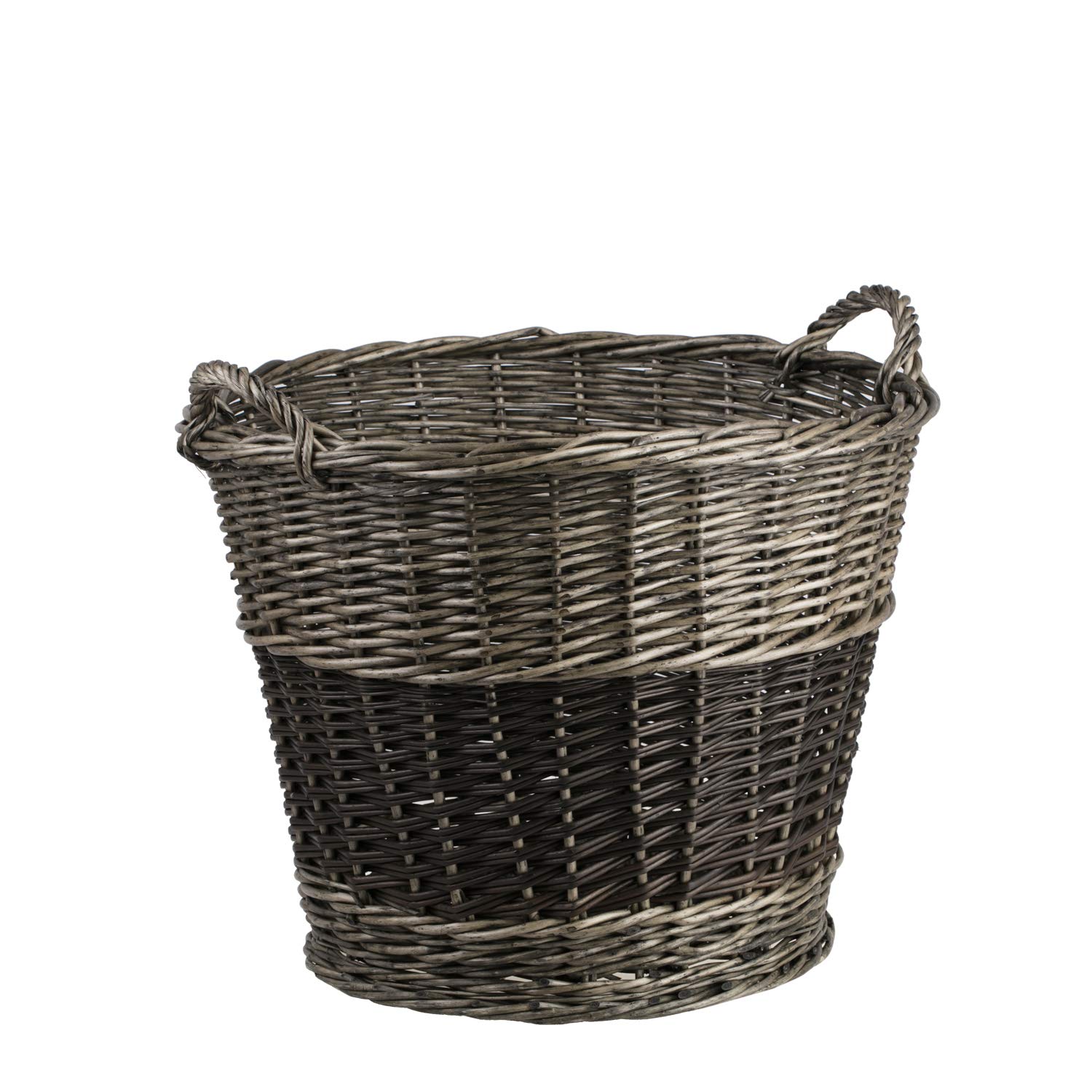 E-Wicker24 Alles Aus Weide Dark Wicker Fireplace Basket Wicker Log Basket For Fireplace Wood With Carry Handles
