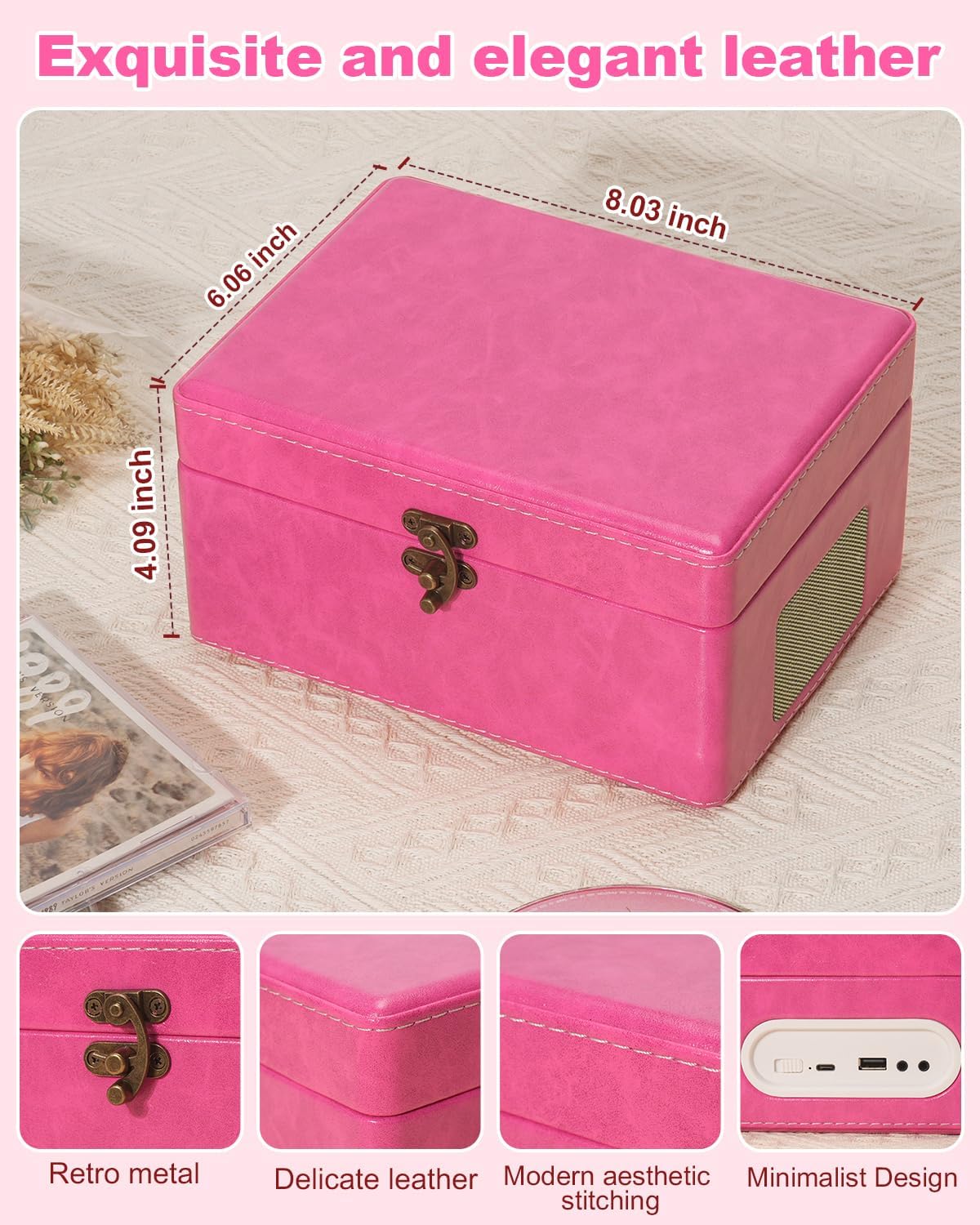 CD Player Portable for Home with Upgraded Speakers Bluetooth in/Out Rechargeable Desktop CD Player with LED Screen Boombox Music Player Pink