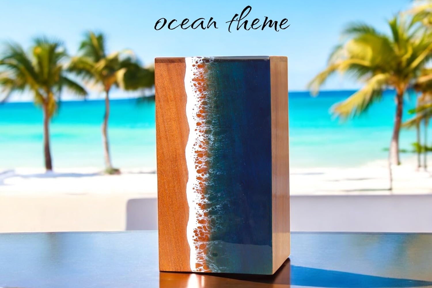 Ocean Wooden Resin Urn | Sea Shore Urn | Unique Urn | Modern Urn | Urns For Human Ashes | adult male urn - Image 7