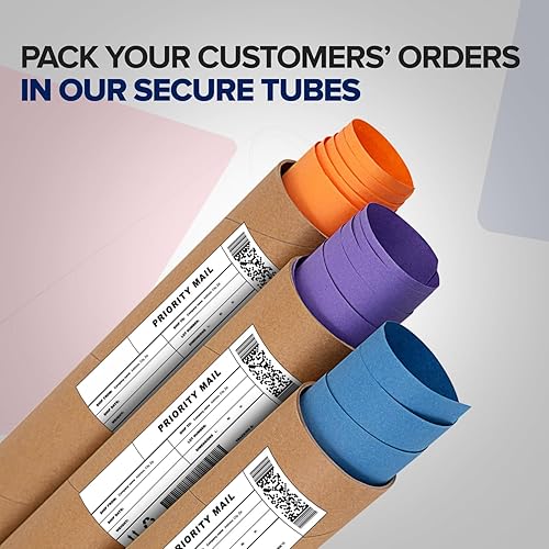 Miniatura 6 de Tubo de correo de papel kraft reforzado de 2 x 20 pulgadas, paquete de 1 tubo con 2 tapas, tubo seguro aprobado por USPS para pósteres, tubo de