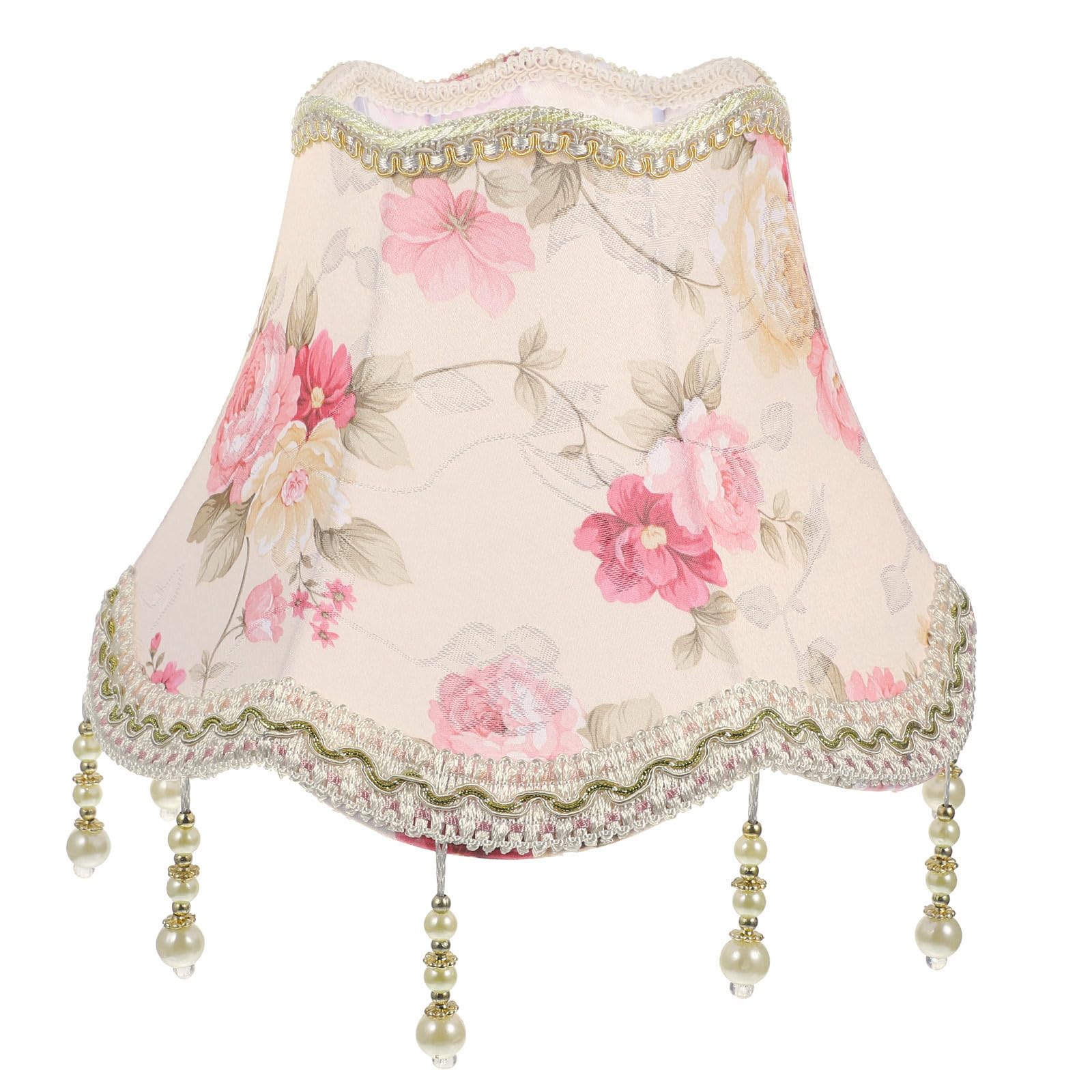Retro Bell Cloth Lampshade E27 Fringe Bead Decor for Table Lamp
