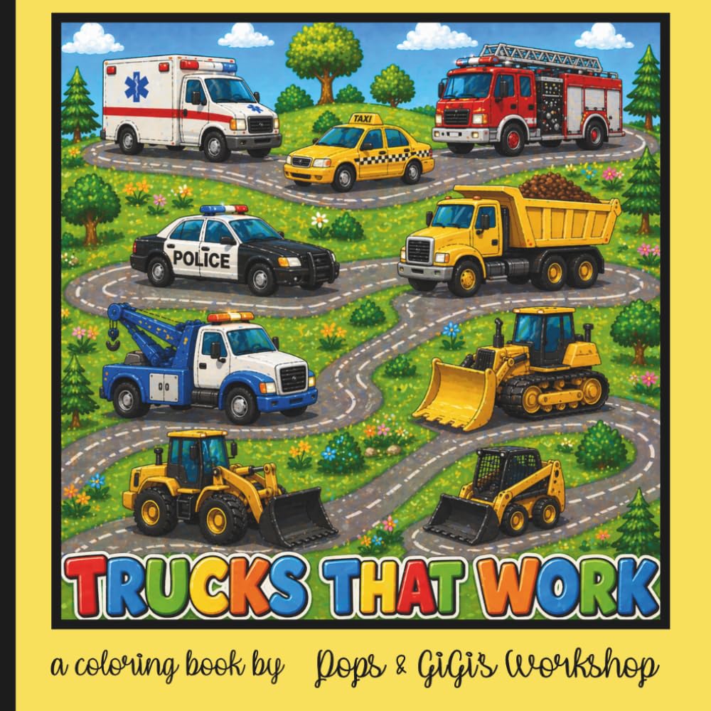 Trucks That Work: A Coloring Book For All Ages Featuring Work Trucks and Vehicles