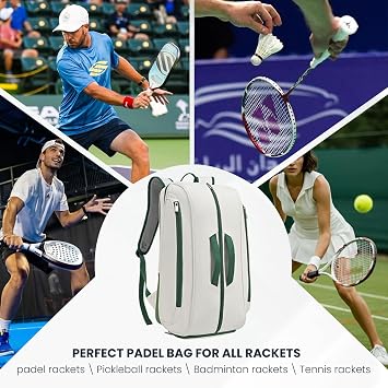 Breathable Ergonomic Women & Men Tennis Bag with Sports Shoe Compartment, Padel Backpack for Travel Laptop