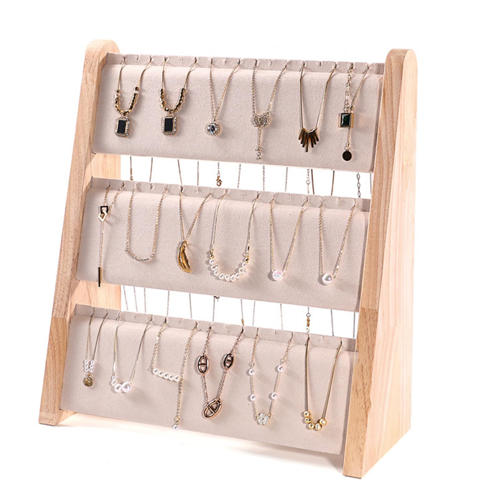 ZWWAAZHF Necklace Arrangement Shelves Delicate Wood Jewelry Display Stand Practical Jewelry Pendant Storage Holder Rack Necklace Display