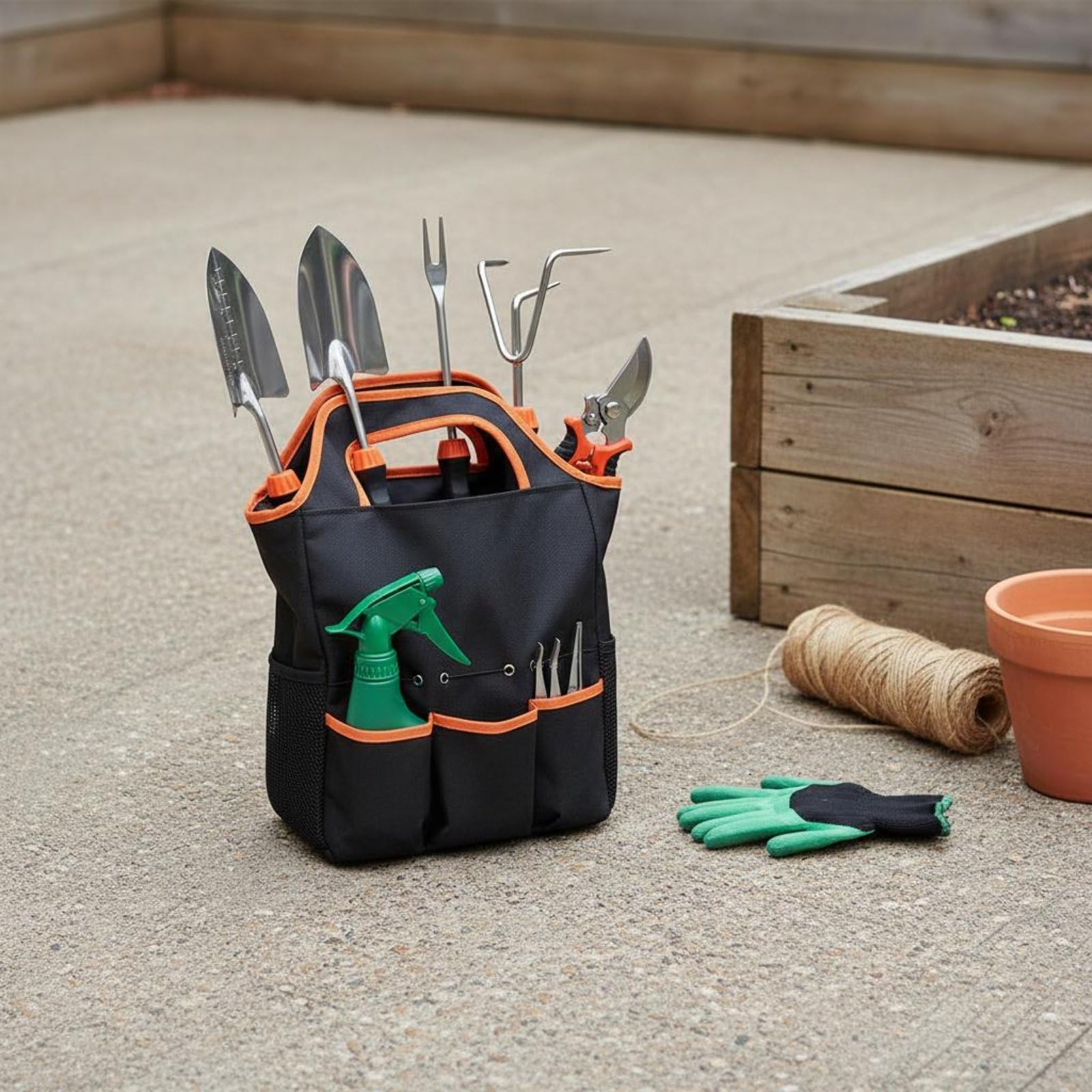 7 Piezas Kit de Jardinería de Acero Inoxidable Multifuncional Set Herramientas Jardinería con Bolsa Resistente para Principiantes, Jardín, Patio