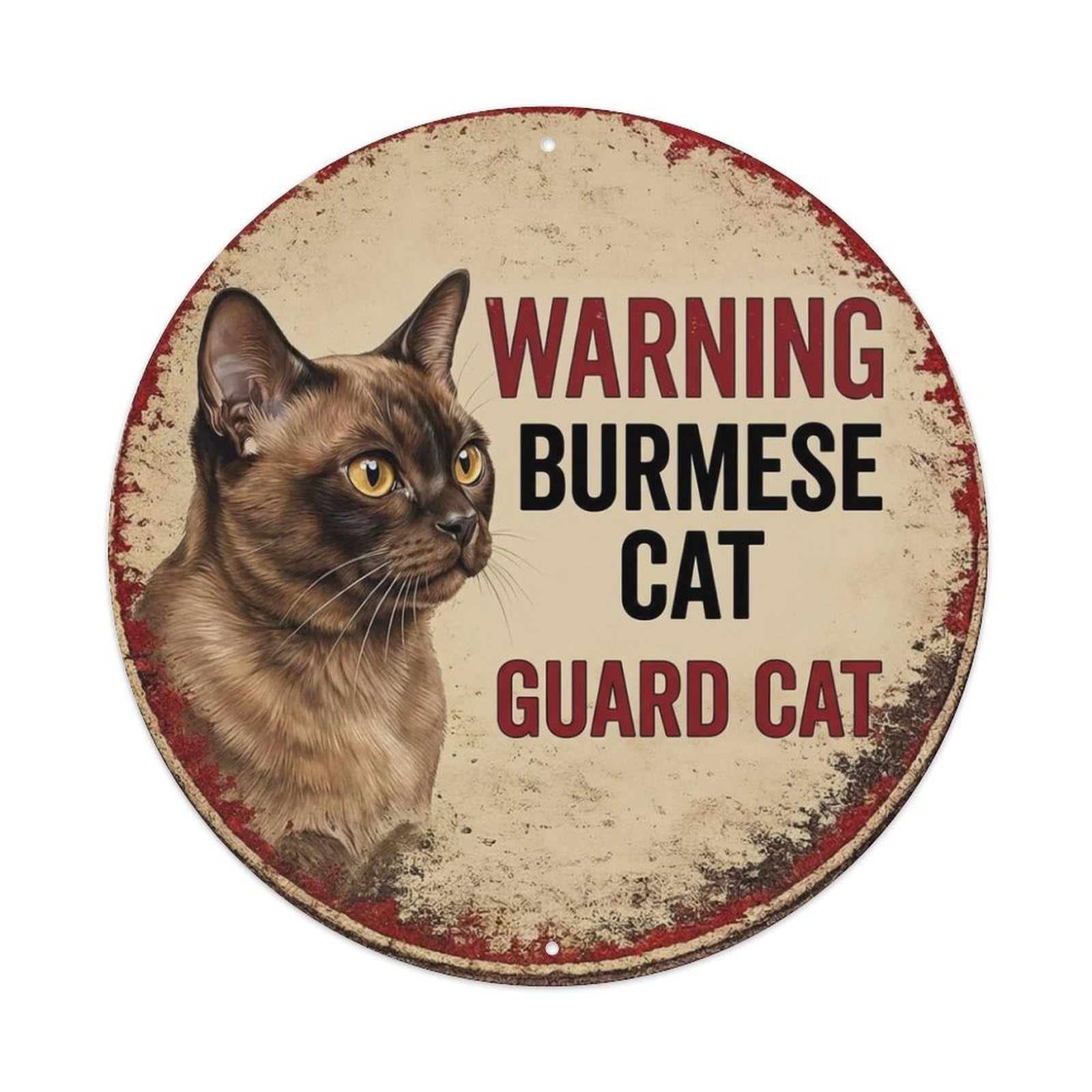 Tgrcjimh Style Metal Tin Sign Vintage Warning Burmese Cat