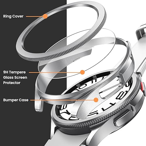 Miniatura 4 de Goton Paquete de 2+2+3 Funda 3 en 1 para Samsung Galaxy Watch 6 Classic de 1.772 pulgadas y protector de pantalla, paquete de 3 protectores de