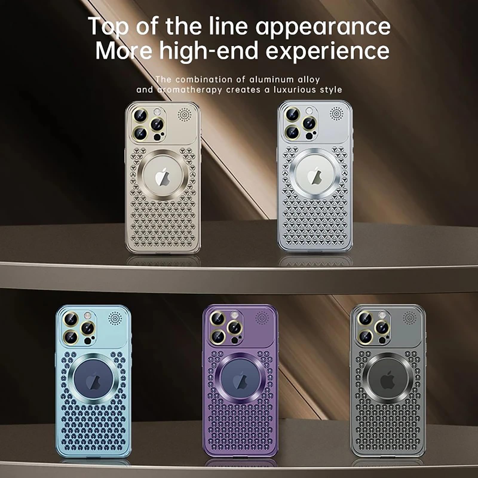 Geeignet für iPhone-Handyhülle, Aromatherapie-Hülle, Metallnetz-Linse, magnetisches Tauetikett, Federschnalle, Schutzhülle (Silber, iPhone 14Promax)