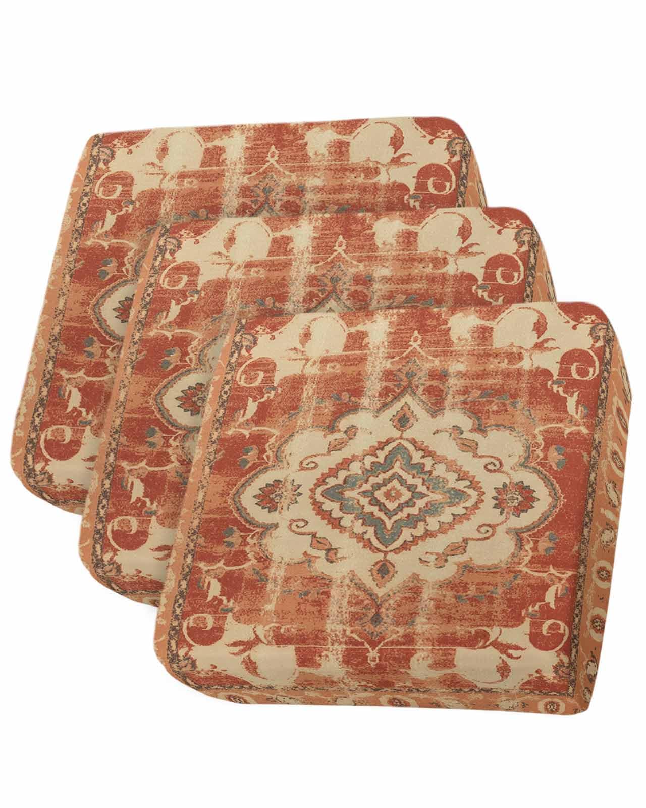 Southwestern Orange Stretch Couch Sofa Cushion Covers,Retro Boho Antique Geometric Tribal Patterns Sectional/Individual/L/T Shape Sofa Couch Slipcover