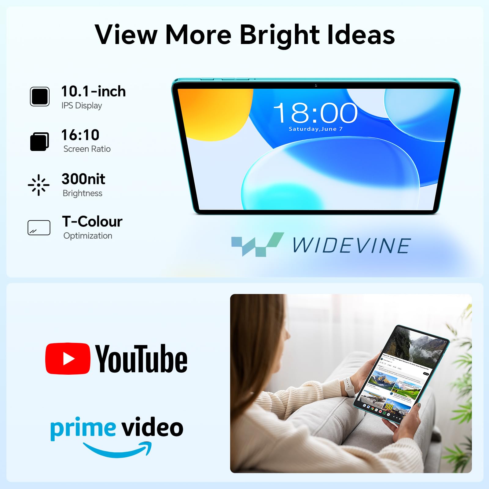 TECLAST P30 Android 14 Tablet 10.1 Pollici, 12GB RAM+128GB ROM(TF 3TB), 2GHz Octa-Core, Widevine L1/5GHz WiFi/GPS/OTG/BT5/6000mAh/Tablet con Custodia+Tastiera+Penna+3.5mm Auricolari, 8 Accessori-2025
