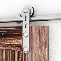 Vista 48 de TSMST Kit de herrajes para puerta corrediza de granero de 6 pies, riel de acero inoxidable de servicio pesado resistente con montaje superior