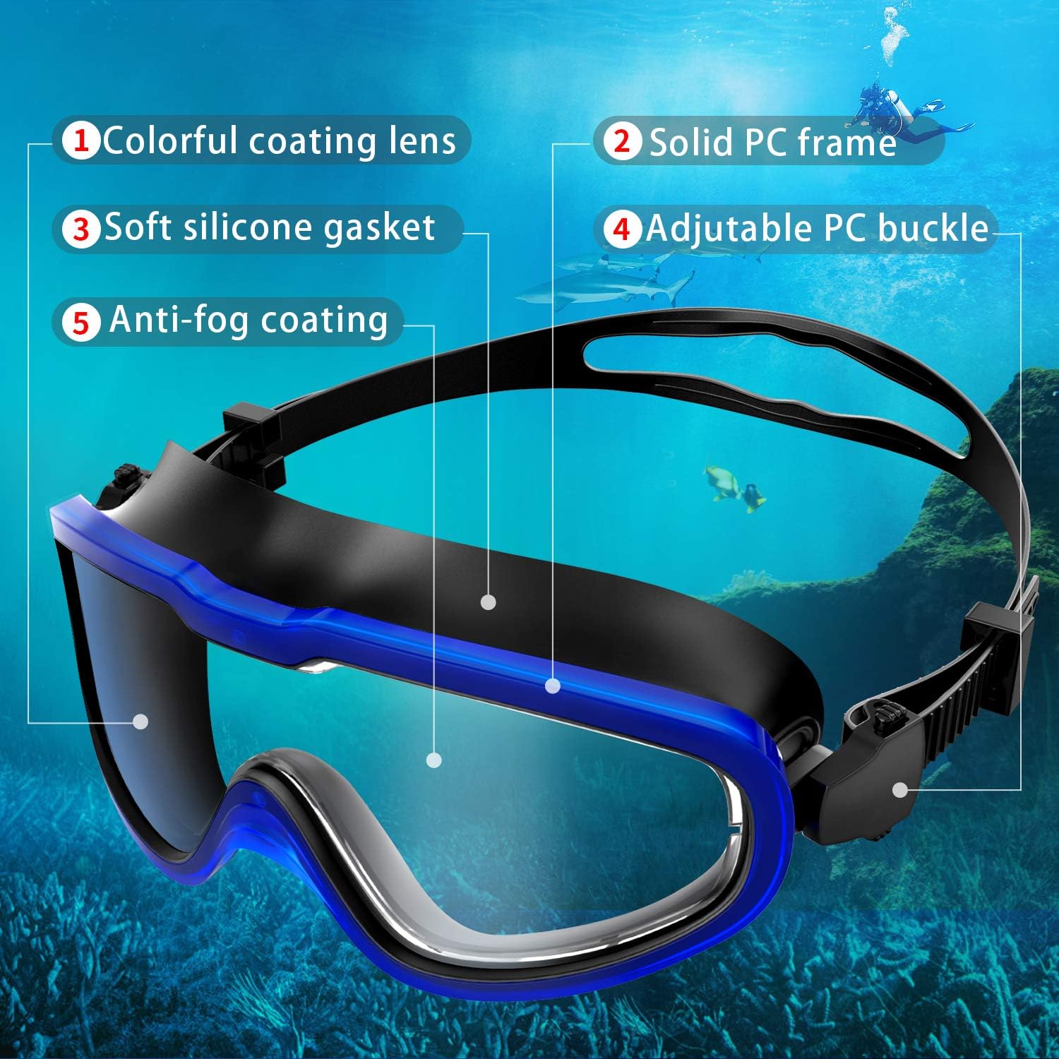 Greatever Swim Goggles Solid PC Frame Anti-Leak&Anti-Fog for Adult and Kids
