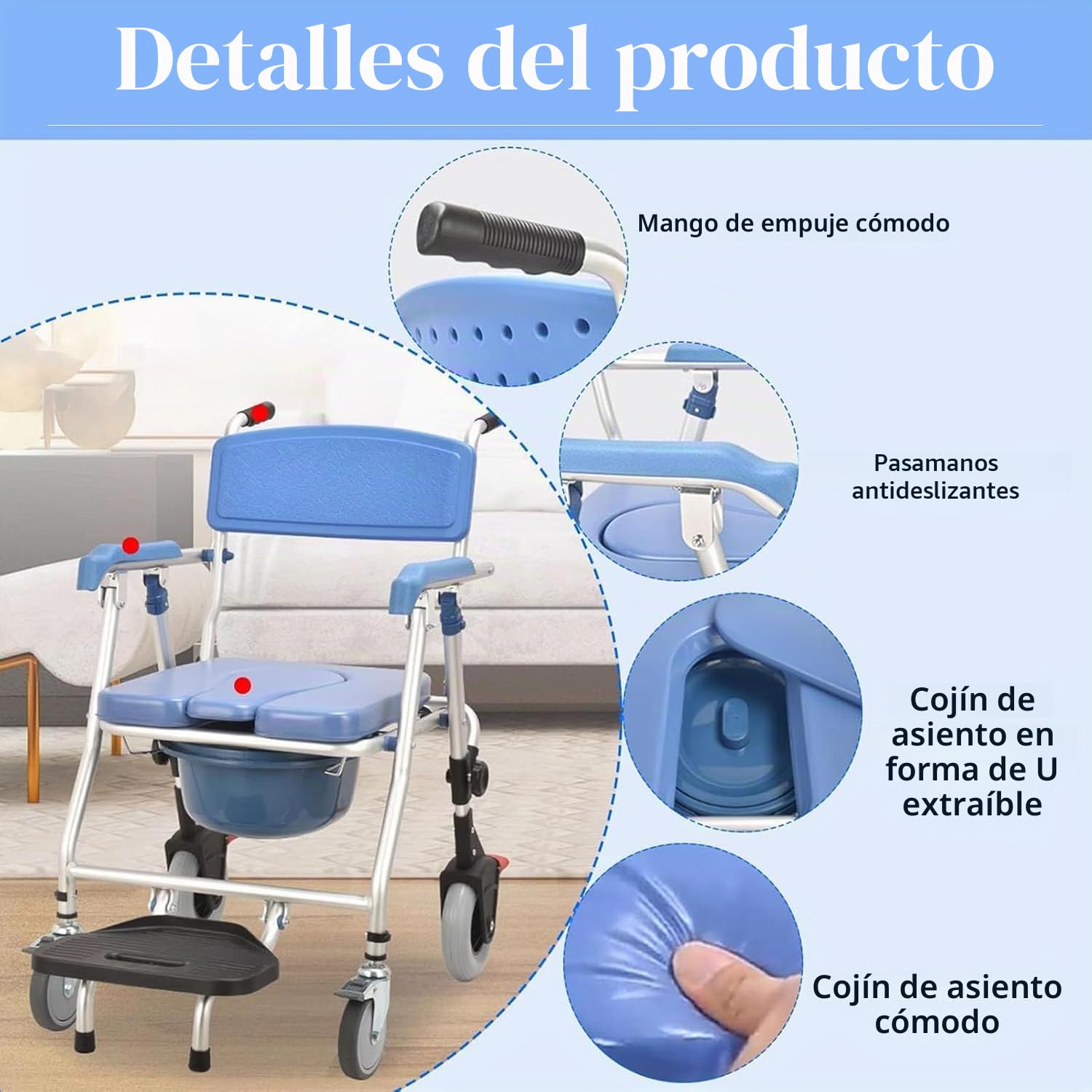 Silla Ducha Personas Mayores 150kg Silla De Ruedas Ducha Y WC Silla Orinal Plegable Silla Ducha Minusvalidos Plegable Silla De Ducha con Ruedas Silla WC Personas Mayores Ruedas