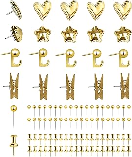 KEYDUACU 100 Pcs Gold Push Pins Set, Metal Thumb Tacks, Decorative Push ...