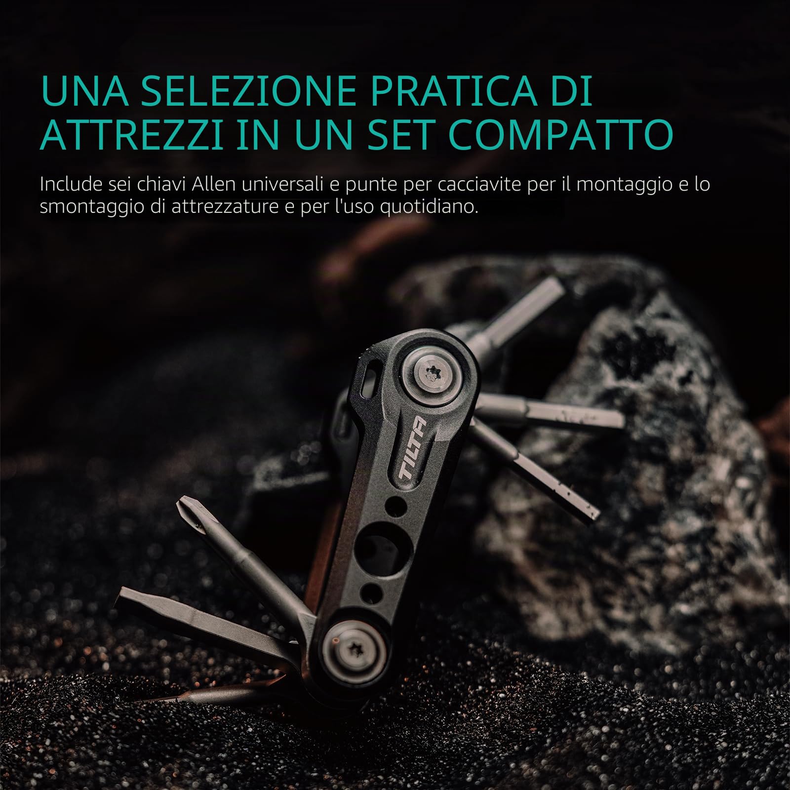 Tilta Kit di mini utensili multifunzionali, set di utensili pieghevoli 6 in 1 con 6 chiavi specifiche, strumento per fotocamera per lo smontaggio di apparecchiature - Verde abete TA-MMT-SG