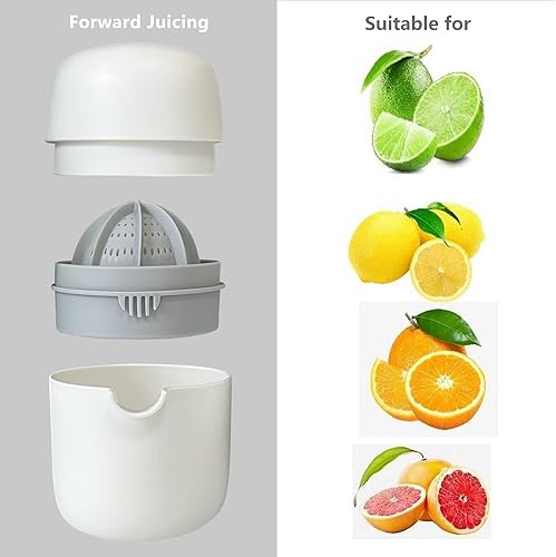 Miniatura 4 de Exprimidor de limón y exprimidor manual simple de cítricos, pequeño vaso portátil de lima con dos formas de uso para diferentes frutas (blanco)