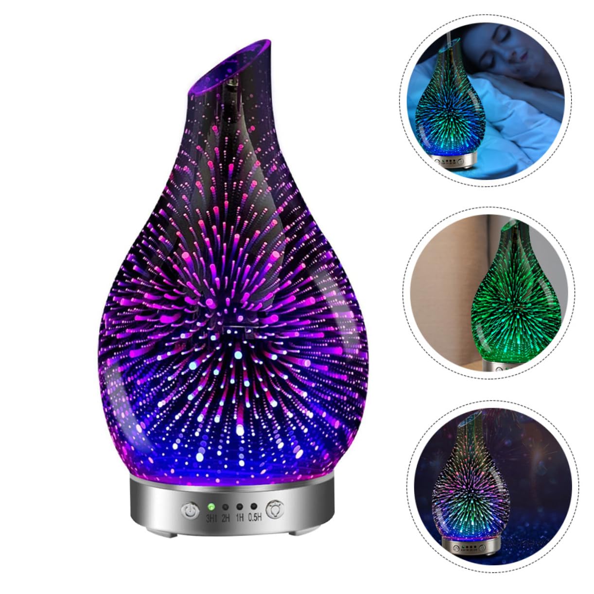 Diffusor Mit Kühlem Nebel Und Farbwechsel-led-licht Stummer Luftbefeuchter Aus Glas Für Ätherische Öle Geeignet Als Haushaltsnachtlicht