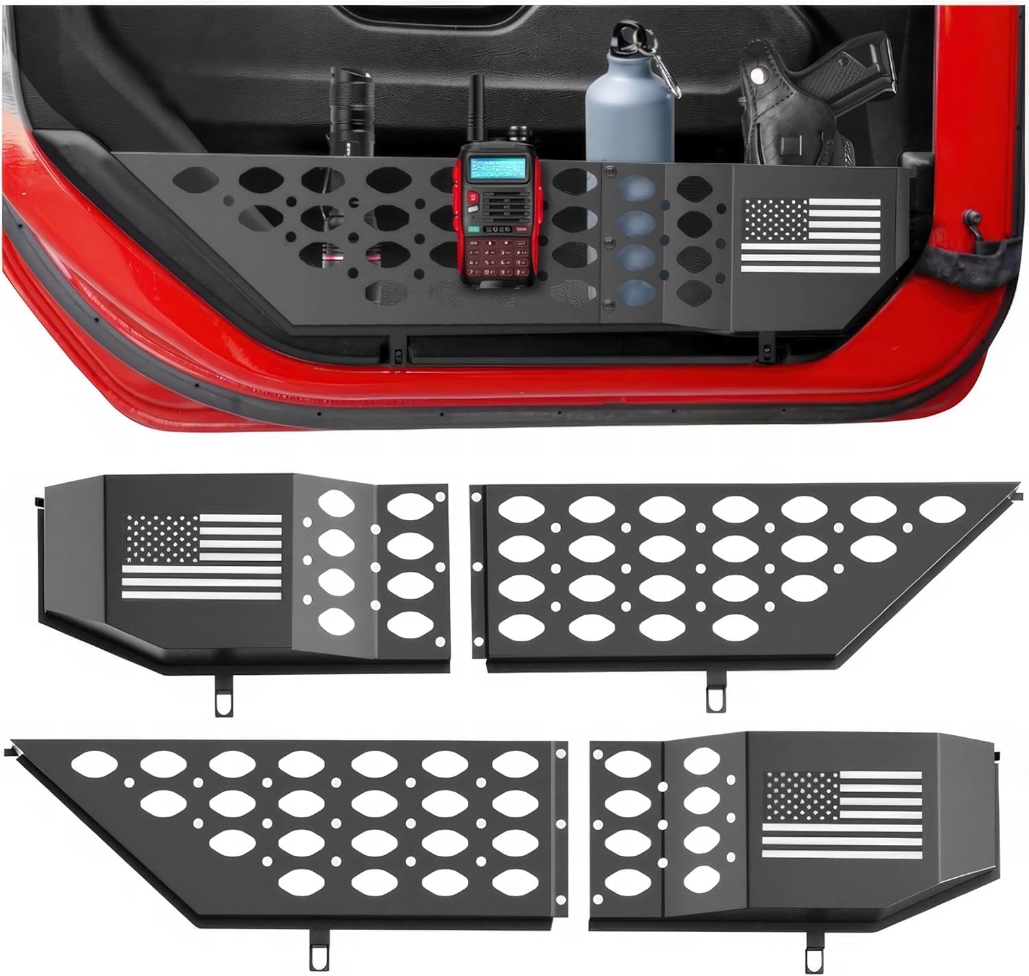 Metal Front Door Pocket Storage Box for Jeep Wrangler JL JLU 4XE 2018-2024 & Gladiator JT 2020-2024, Door Side Insert Organizer for Jeep Wrangle Door