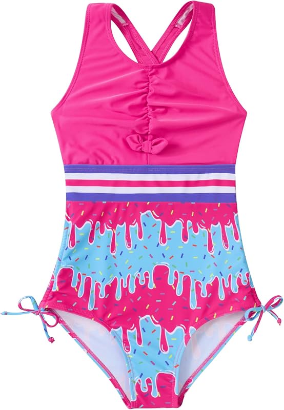 BFUSTYLE Girls Swimsuit One Piece Bathing Suit 4-13 Years Beach Swimwear | Sleeveless Adjustable Quick Dry Holiday Vacation Summer Beach Suits